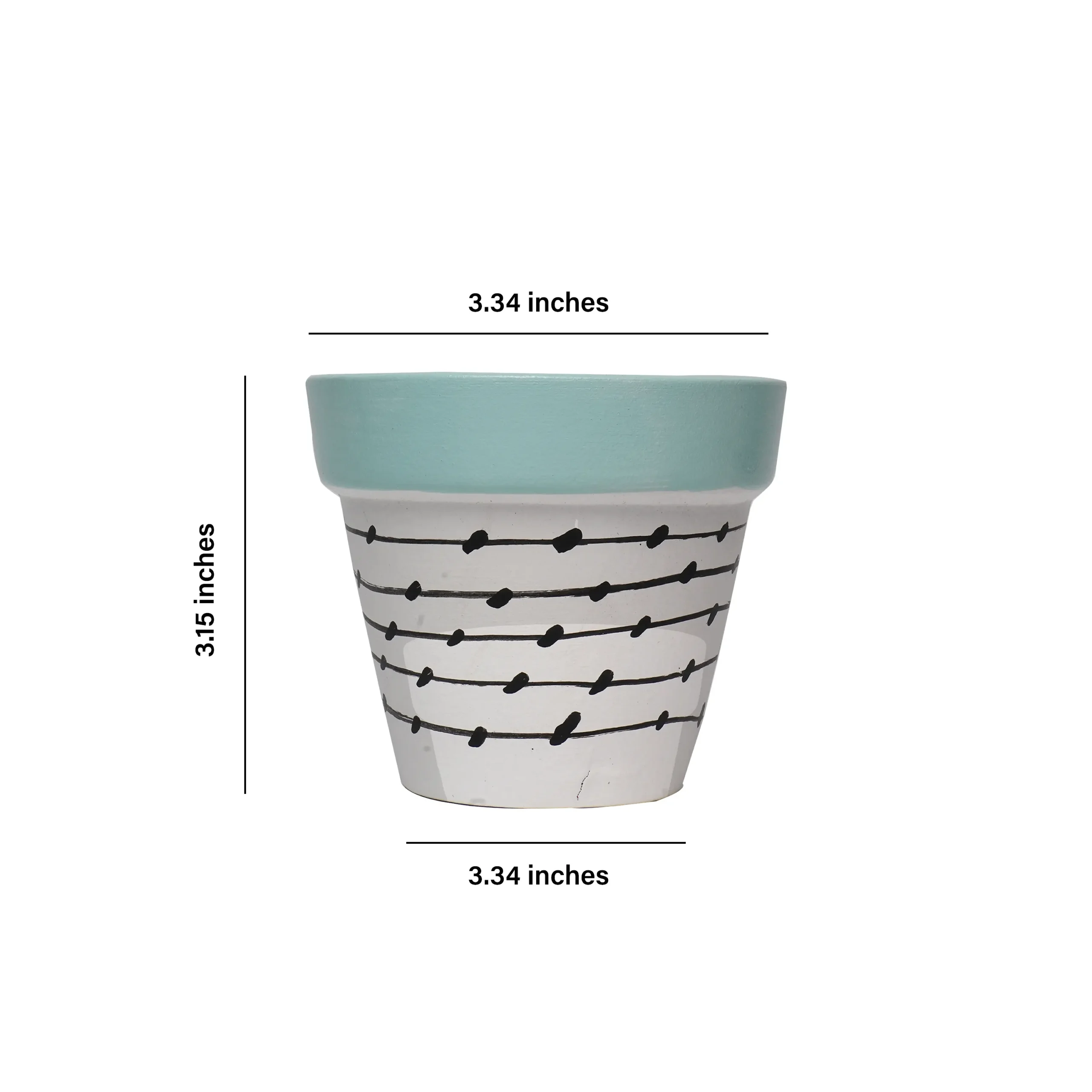 Set of 3 Mini Hand-Painted Terracotta Planters – Blue & White Abstract Design | Eco-Friendly Home Decor by Shivom Bliss - Image 4