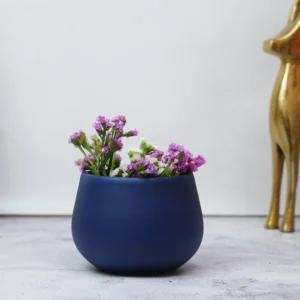 Minimal Terracotta Planter – Blue / Maroon / Grey | Handcrafted Clay Planters by Shivom Bliss