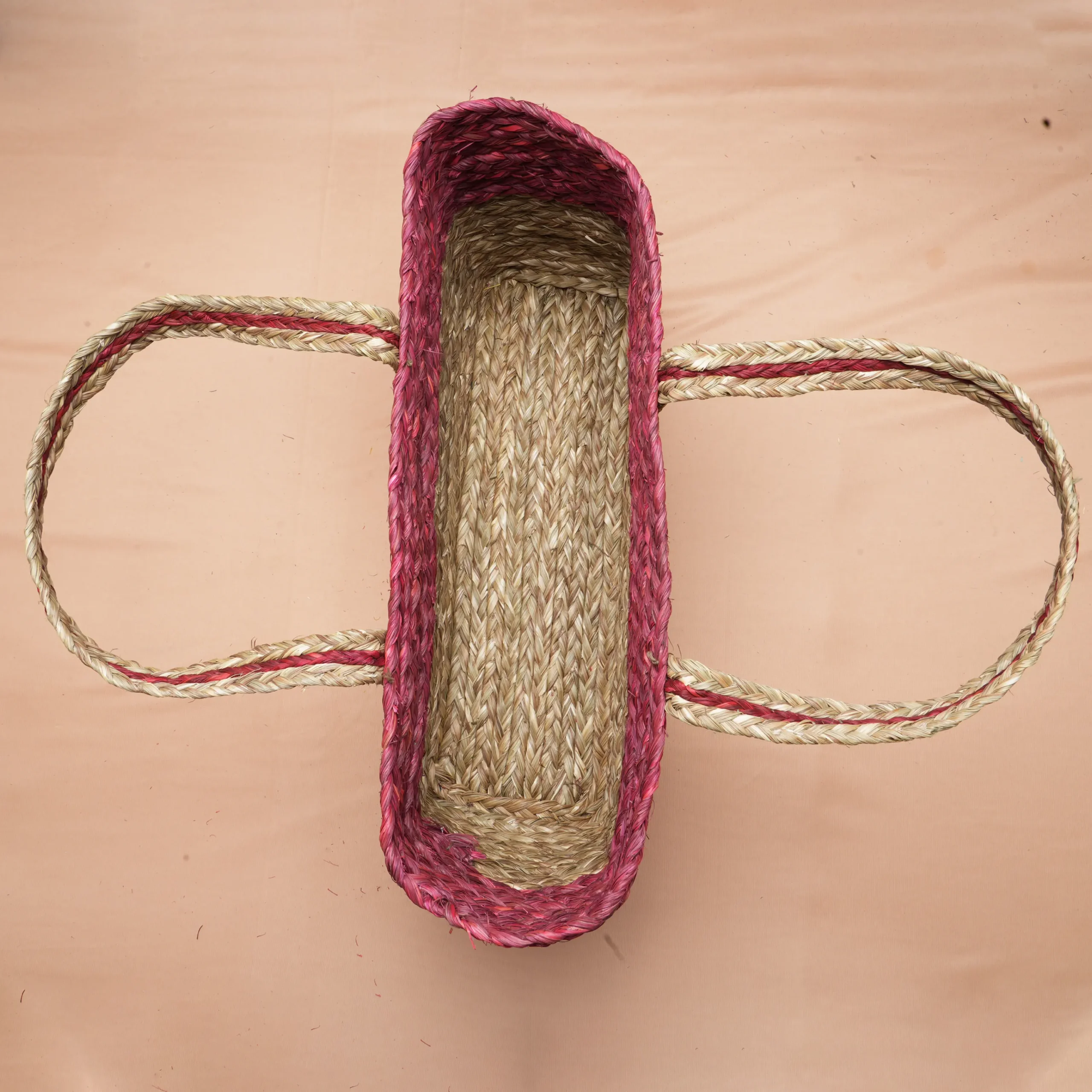 Handwoven Sabai Grass Tote Bag – Red & Natural / Green & Natural | Dual-Tone Eco-Friendly Shoulder Bag by Shivom Bliss - Image 3