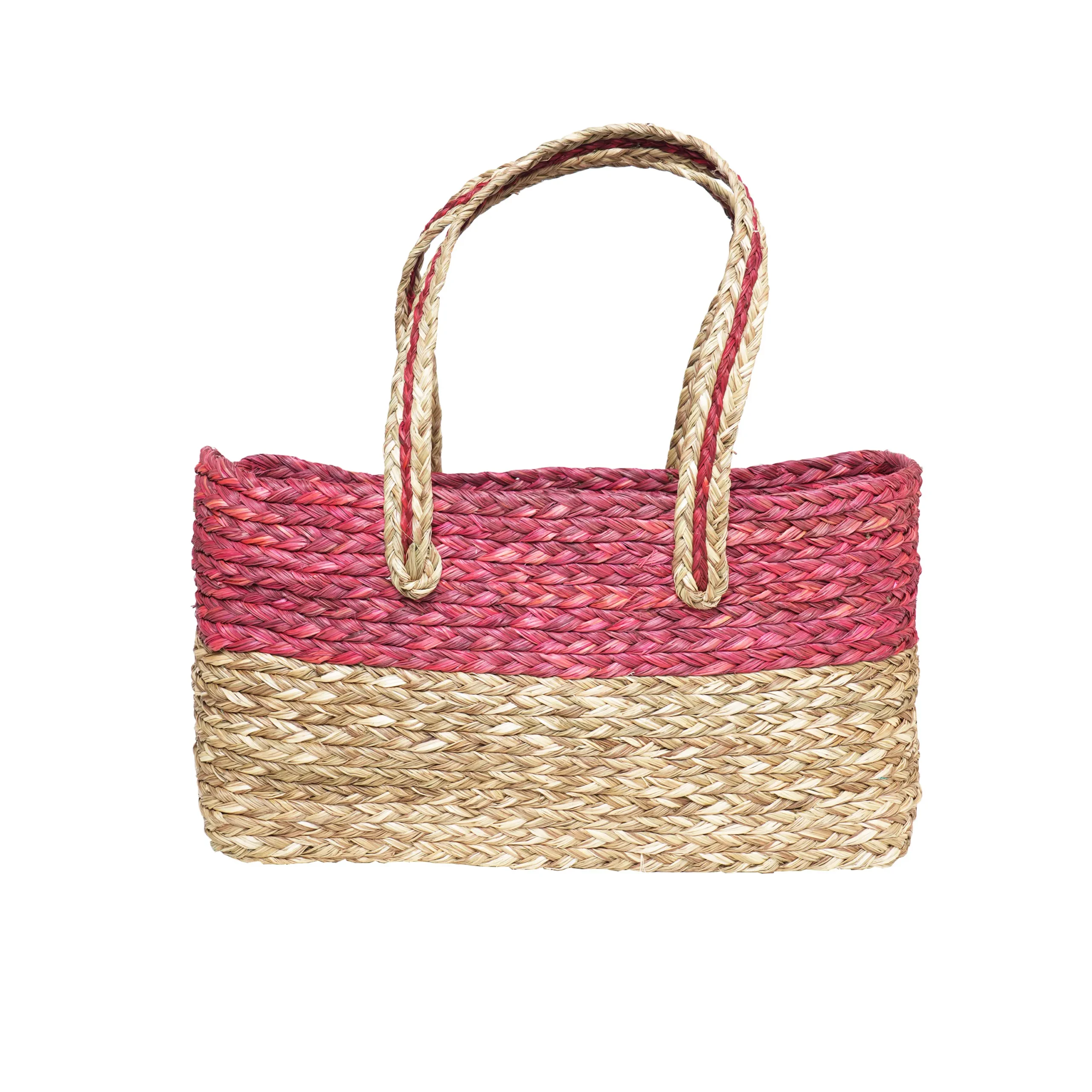 Handwoven Sabai Grass Tote Bag – Red & Natural / Green & Natural | Dual-Tone Eco-Friendly Shoulder Bag by Shivom Bliss - Image 5