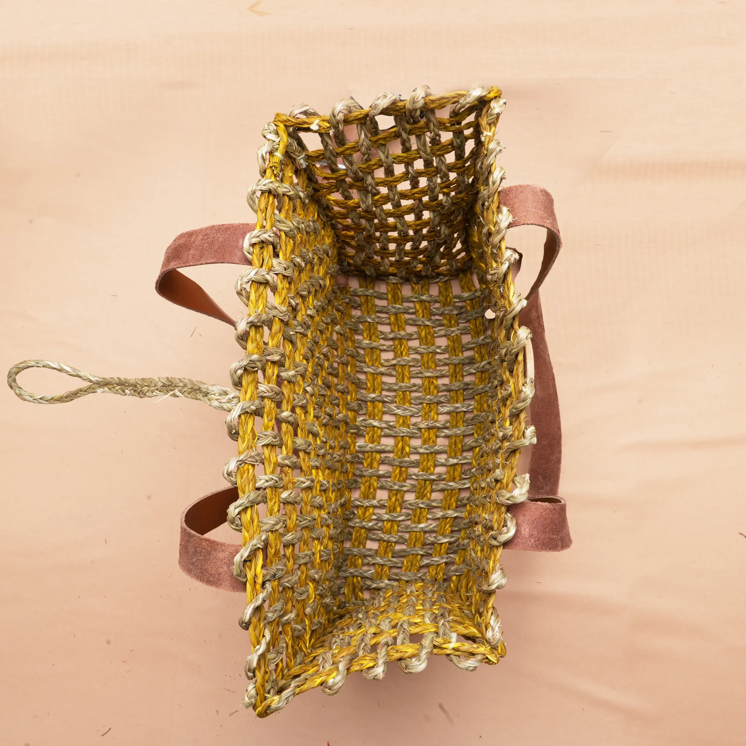 Handwoven Sabai Grass Tote Bag – Teal & Natural / Mustard & Natural | Eco-Conscious Shoulder Bag with Leather Handle by Shivom Bliss - Image 11